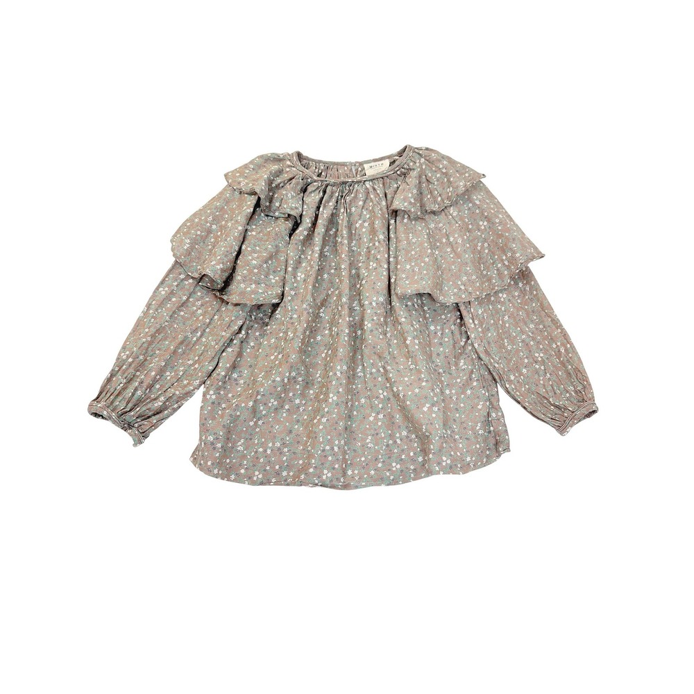 Mirth Handmade Edition Silk & Cotton Ditsy Floral Ruffle Boho Blouse Small